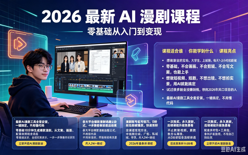 2026 最新 AI 漫剧课程 零基础从入门到变现-木木暖资源杂货铺