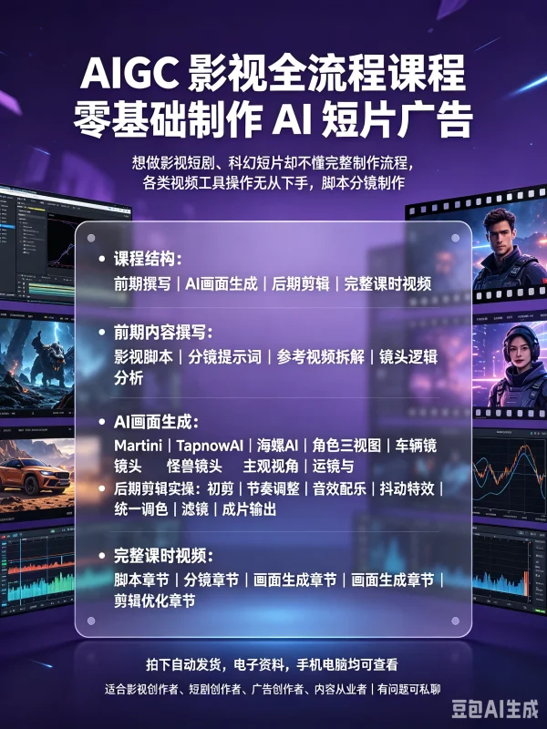 AIGC 影视全流程课程 零基础制作 AI 短片广告-木木暖资源杂货铺