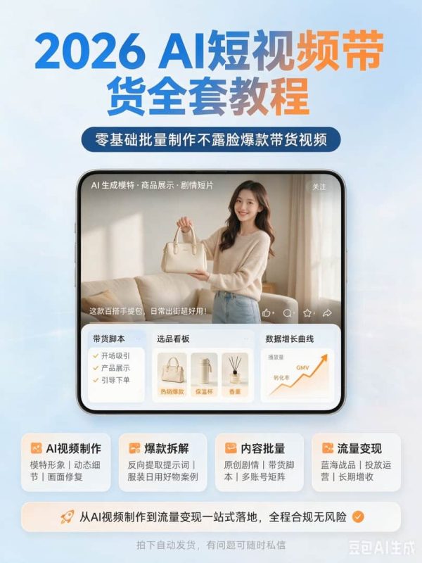 AI短视频带货零基础教程-木木暖资源杂货铺