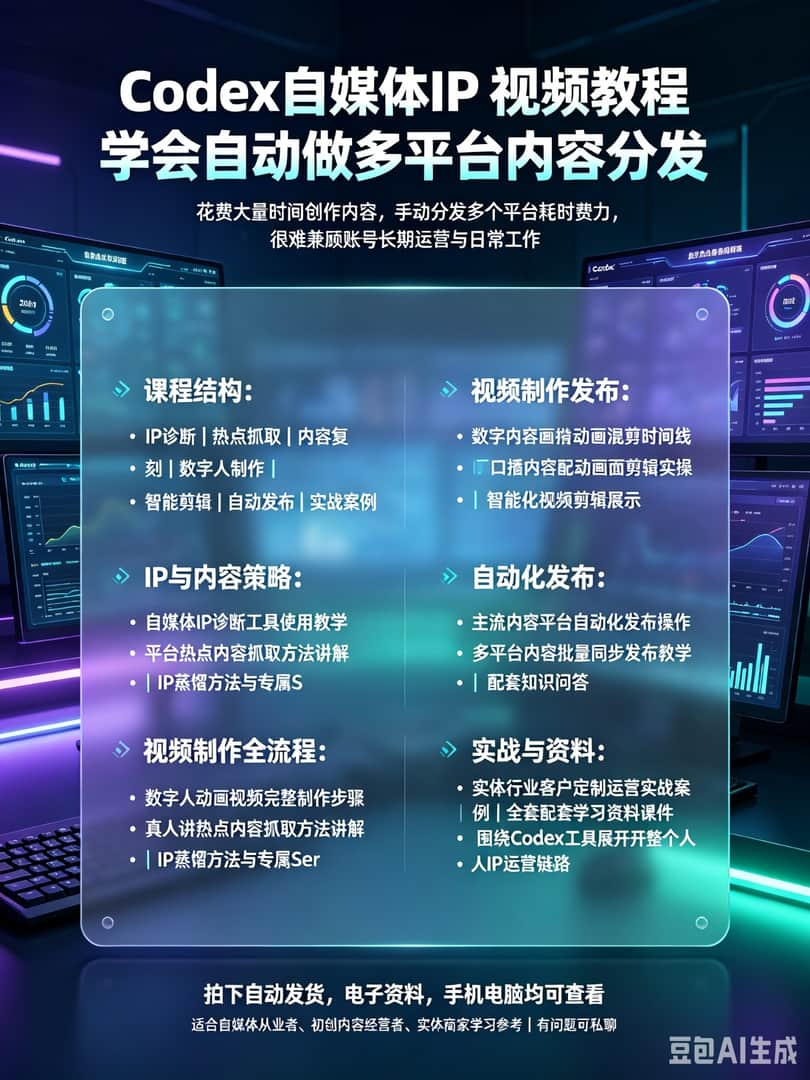 Codex自媒体IP系统课 Skill打造数字人自动发布教程