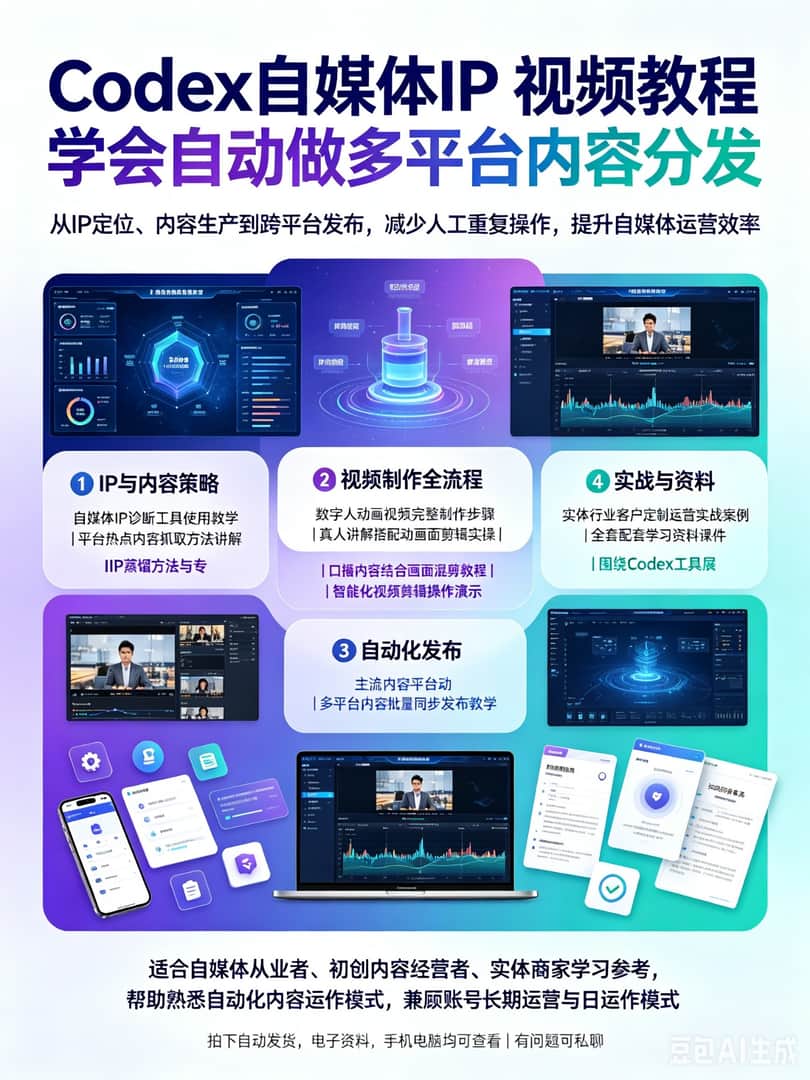 Codex自媒体IP系统课 Skill打造数字人自动发布教程