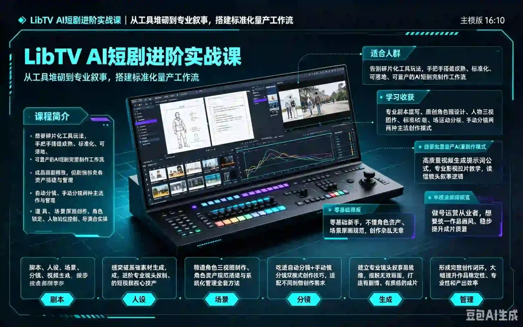 LibTV AI短剧进阶实战课|从工具堆砌到专业叙事搭建标准化量产工作流