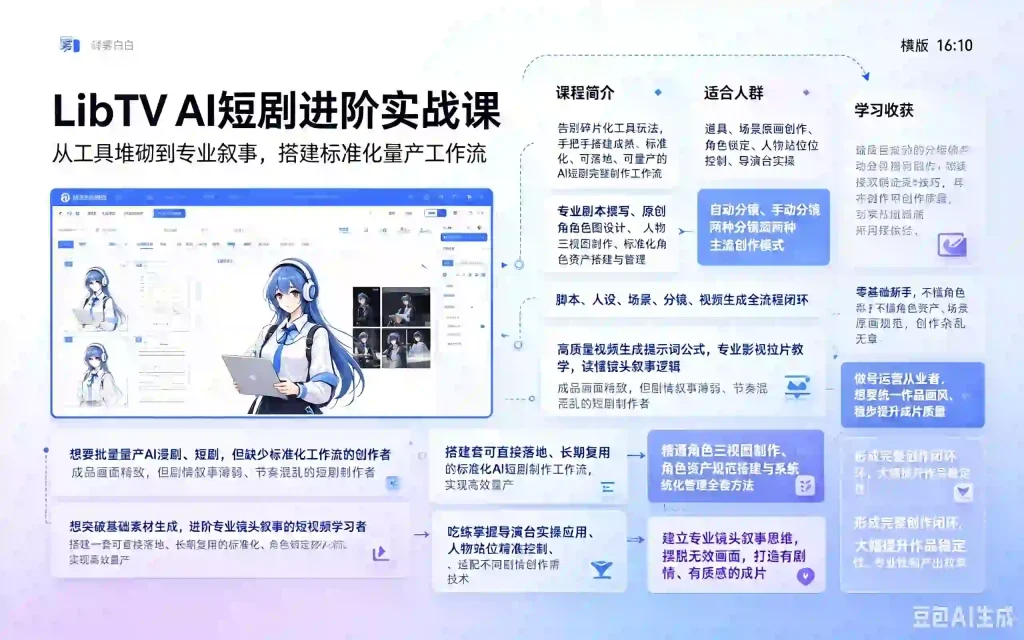 LibTV AI短剧进阶实战课|从工具堆砌到专业叙事搭建标准化量产工作流