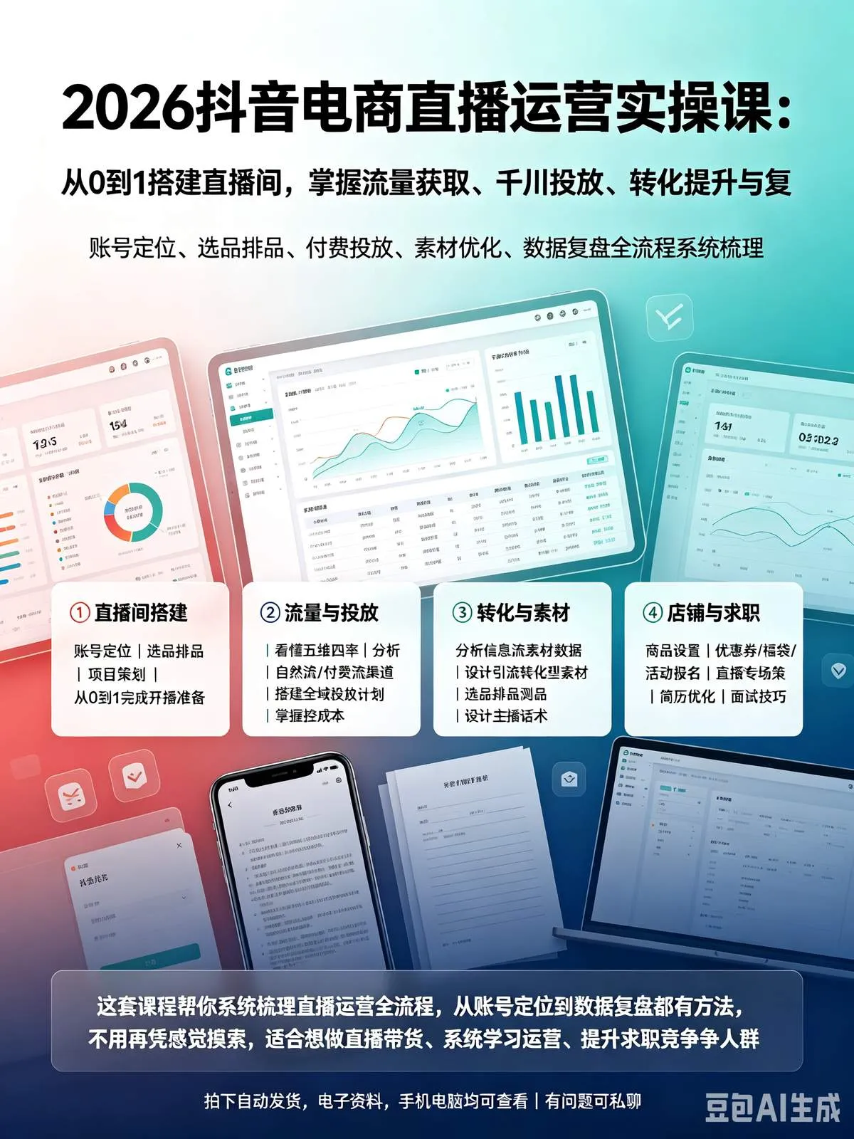 2026抖音电商直播运营实操课：从0到1搭建直播间，掌握流量-木木暖资源站