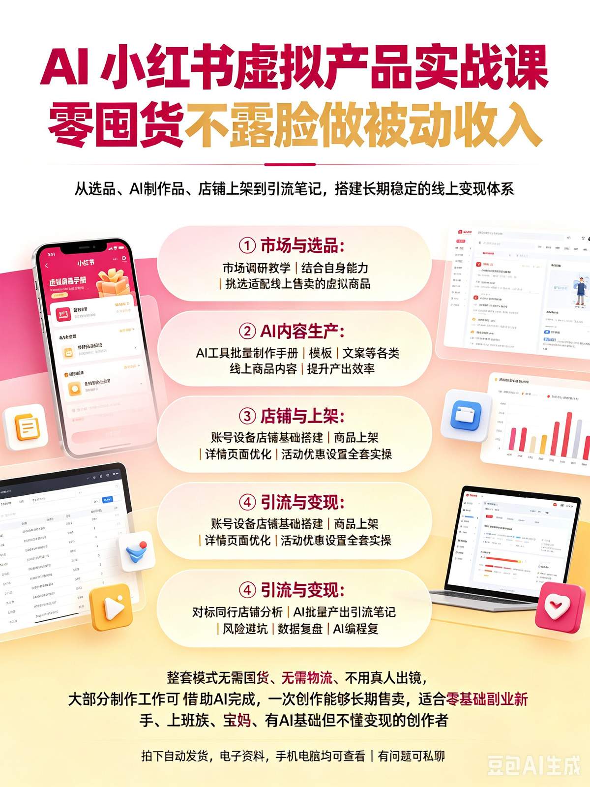 小红书虚拟商品大佬AI变现教程 低成本打造长期被动收益 - 详细介绍与使用教程