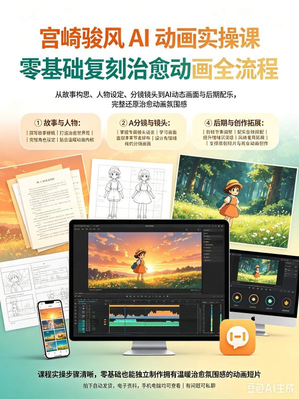 AI宫崎骏动画制作全套教程 治愈系动画从构思到成片实操资料-木木暖资源杂货铺