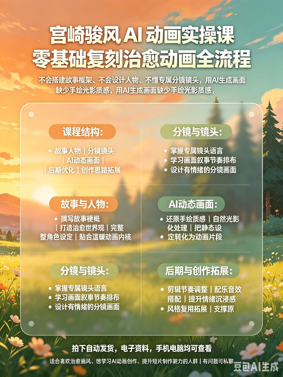 AI宫崎骏动画制作全套教程 治愈系动画从构思到成片实操资料 - 详细介绍与使用教程