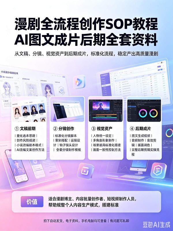 漫剧全流程创作SOP教程 AI图文成片后期全套资料-木木暖资源杂货铺