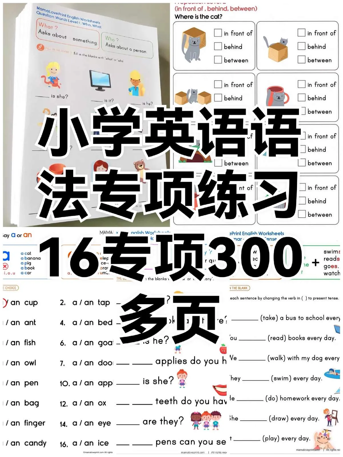 【秒发】启蒙小学英语语法专项练习16专项300多页（含答案）-木木暖资源站