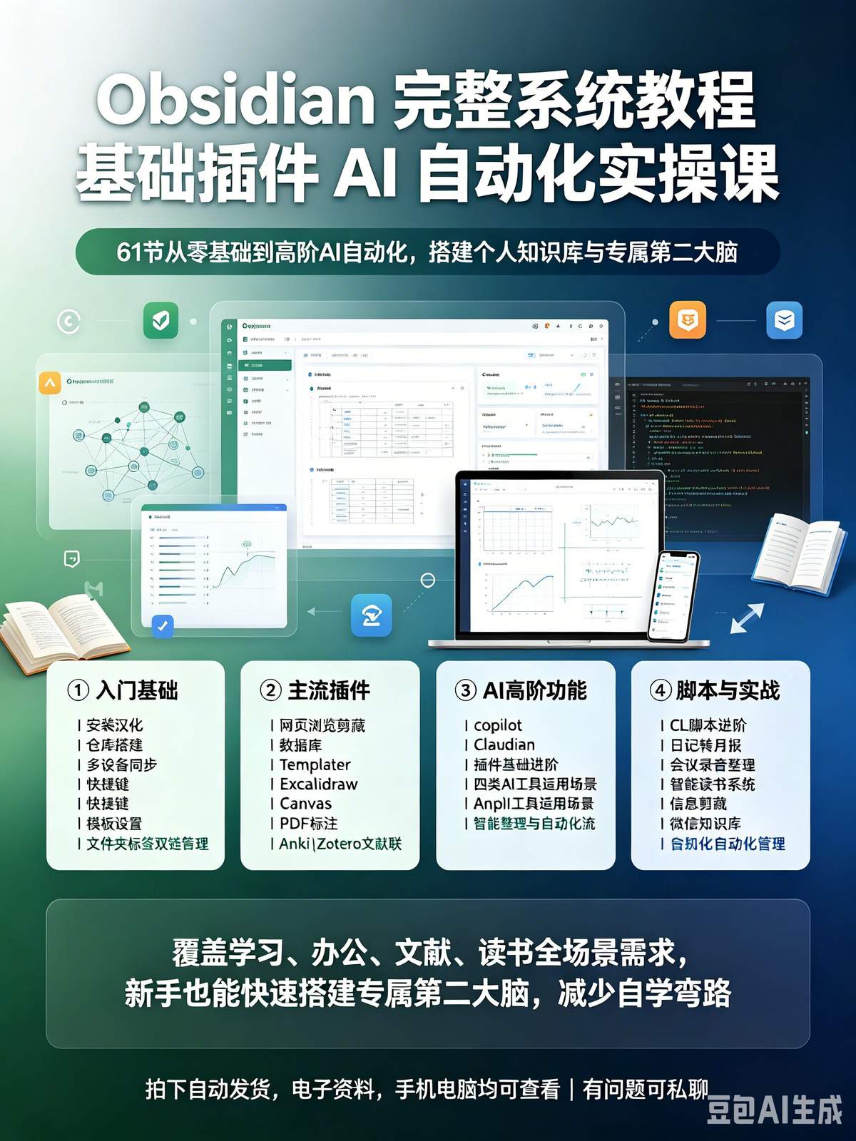 Obsidian全套实操课 基础插件AI联动自动化完整教学