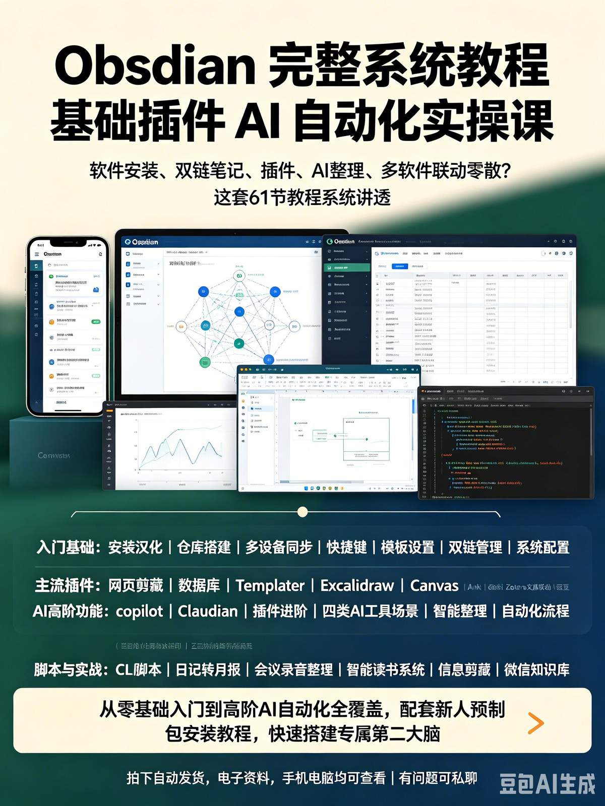 Obsidian全套实操课 基础插件AI联动自动化完整教学