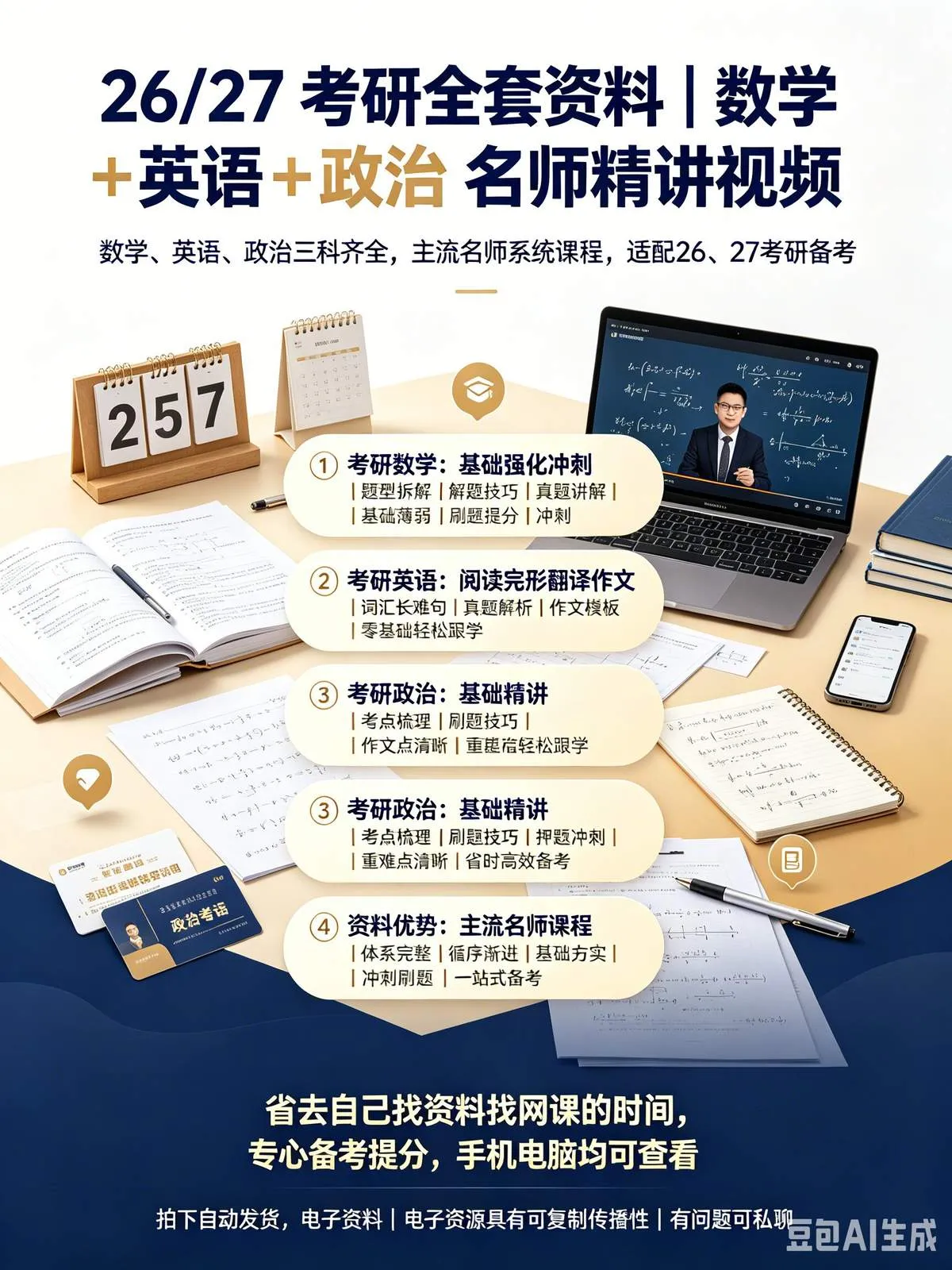 26/27考研数学英语政治全套网课 全科名师精讲视频资料-木木暖资源站