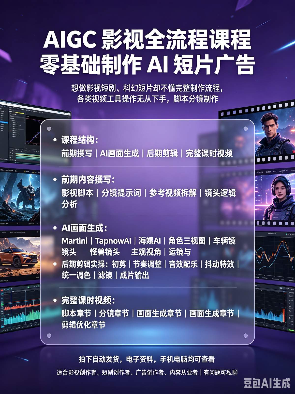 AIGC 影视全流程课程 零基础制作 AI 短片广告