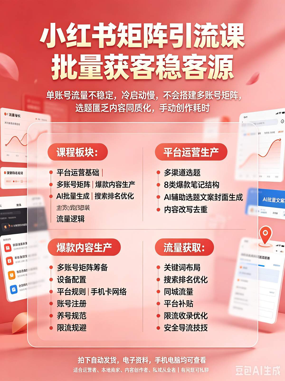 小红书矩阵引流课 批量获客稳客源