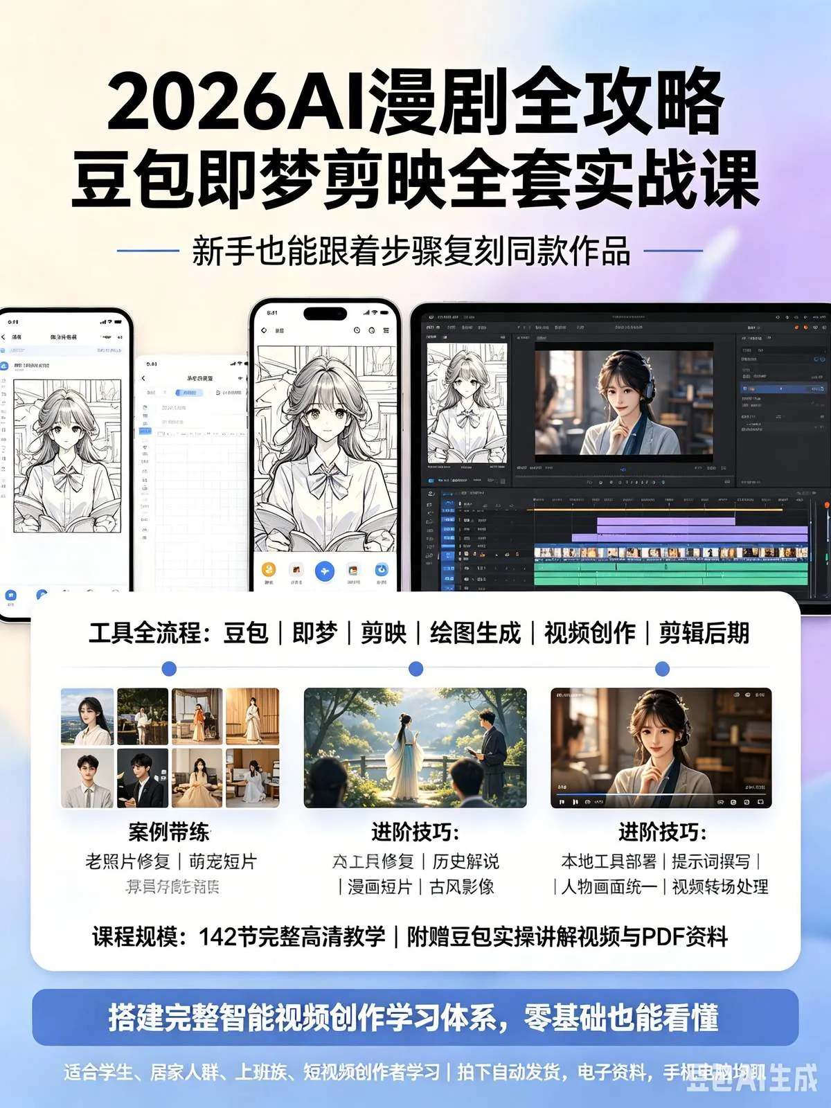 2026AI漫剧全攻略 豆包即梦剪映全套实战课-木木暖资源站