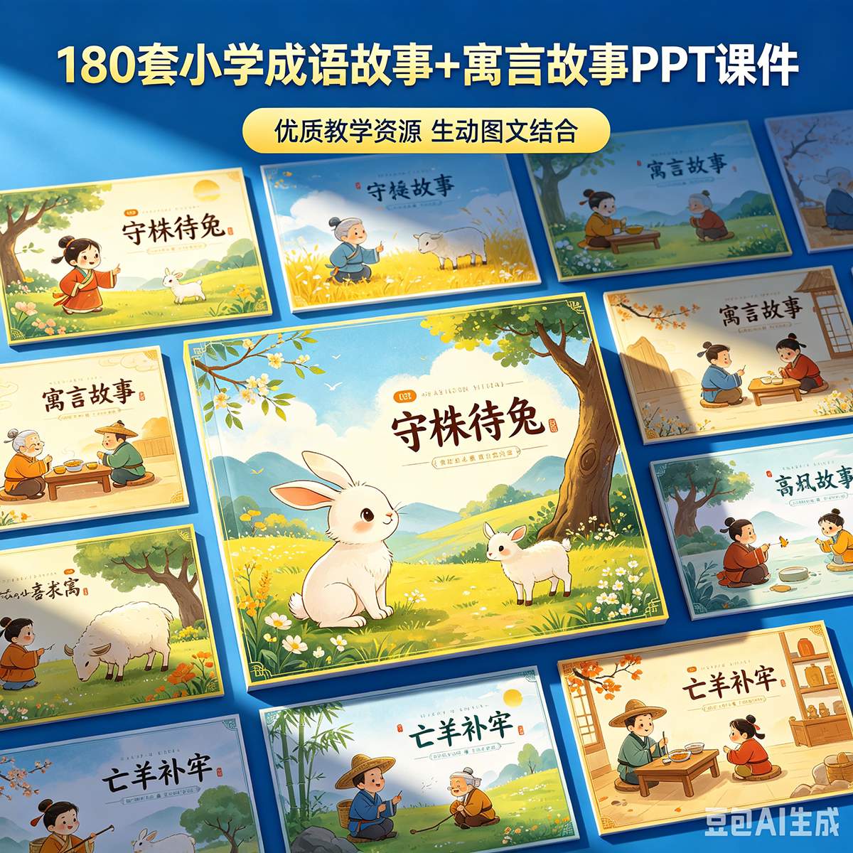 小学成语故事+寓言故事PPT课件180套,内容丰富,自动发货-木木暖资源杂货铺