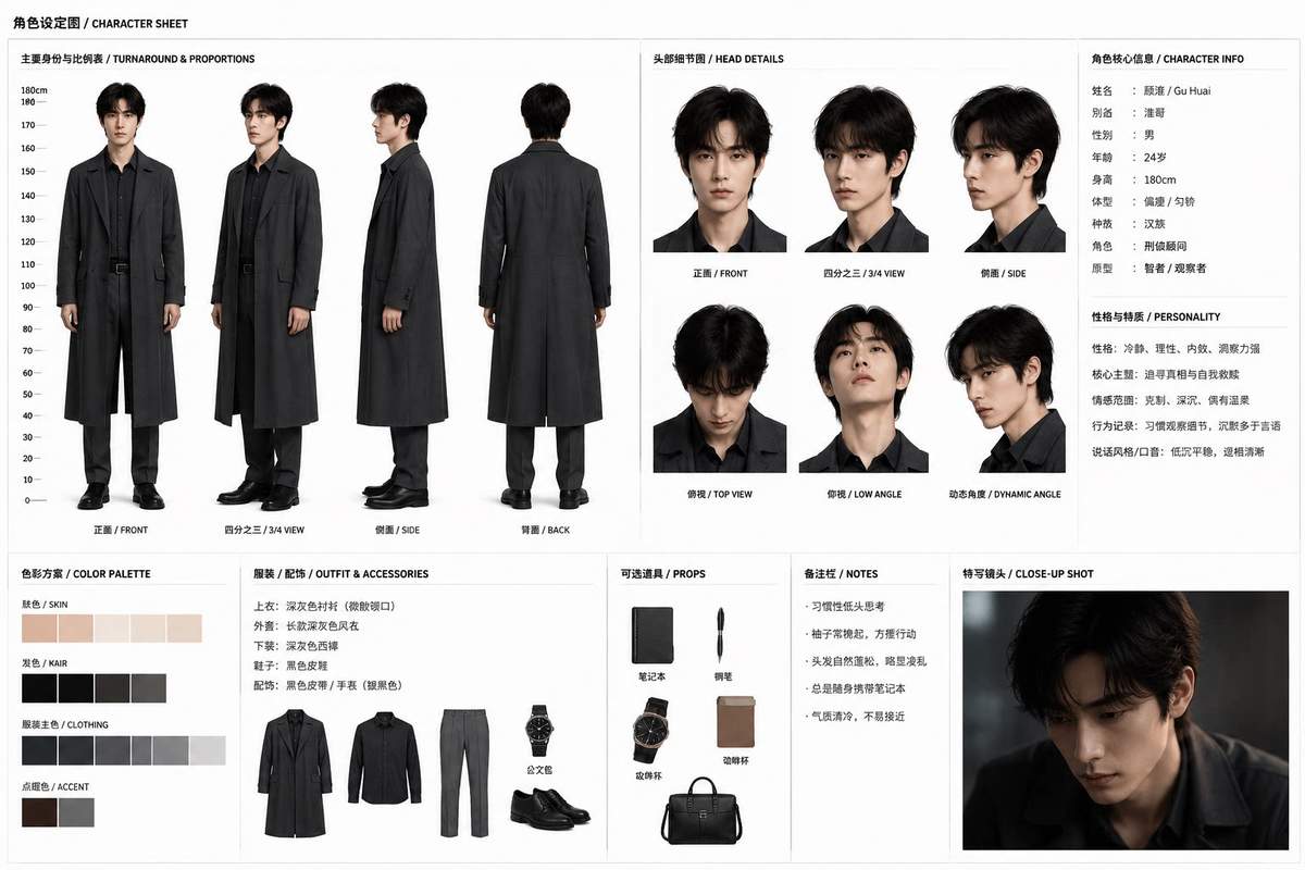 人物一致性提示词模板