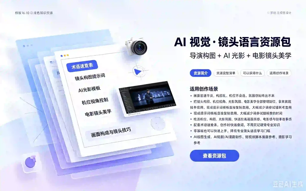 AI 电影导演级视觉镜头语言资源包|导演审美构图 + AI 光影 + 电影镜头美学