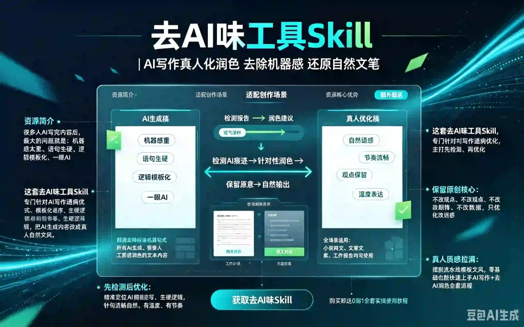 去AI味工具Skill|AI写作真人化润色 去除机器感 还原自然文笔