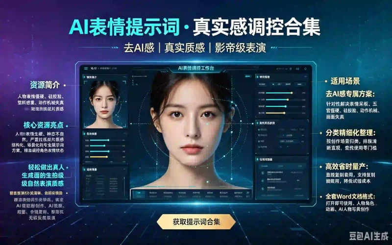 AI微表情提示词合集：去AI感真实质感调控，影帝级表演细节全解析-木木暖资源站