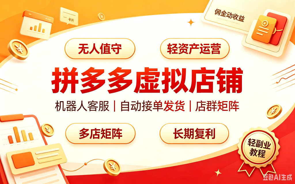 拼多多虚拟店铺全自动运营教程封面｜机器人客服自动接单发货演示
