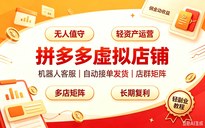 拼多多虚拟店铺全自动运营教程｜机器人客服自动接单发货 店群矩阵长期复利轻资产赛道-木木暖资源站