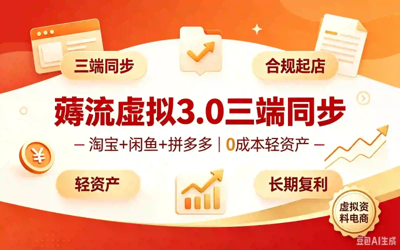 薅流虚拟3.0三端同步项目｜淘宝+闲鱼+拼多多 0成本轻资产合规起店玩法-木木暖资源站