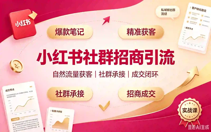 小红书社群招商引流实战课｜爆款笔记自然流量 精准获客+社群承接 成交闭环教程-木木暖资源站