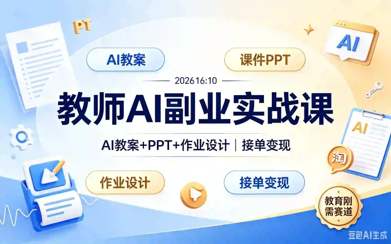 2026教师AI副业实战课｜AI教案+PPT+作业设计 全品类接单变现教程-木木暖资源站