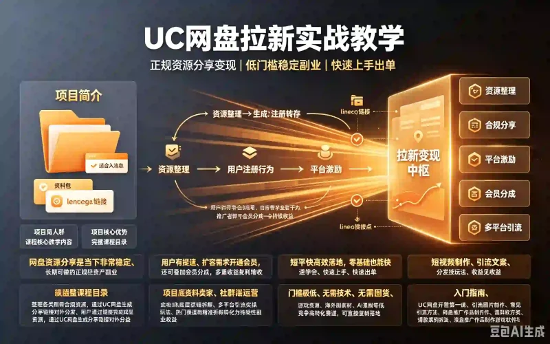 UC网盘拉新实战教学｜正规资源分享变现 低门槛稳定副业 快速上手出单-木木暖资源站