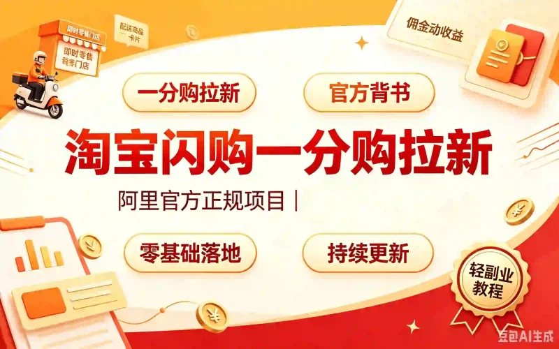 淘宝闪购一分购拉新项目｜0911最新更新 阿里官方正规项目 小白零基础可落地-木木暖资源站