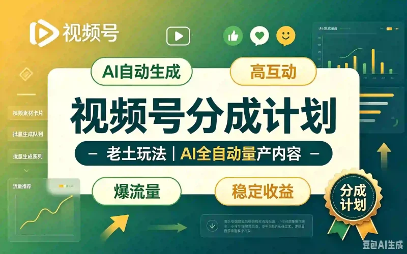 视频号分成计划老土玩法｜AI全自动量产内容 高互动爆流量稳定玩法-木木暖资源站