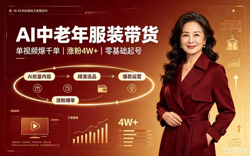 AI中老年服装带货新玩法｜单视频爆千单涨粉4W+ 零基础起号选品运营全拆解-木木暖资源站