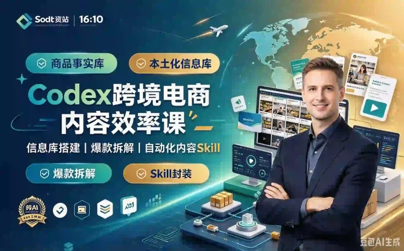 Codex AI跨境电商内容效率课｜从零搭建信息库 拆解爆款出单逻辑 打造可复用自动化内容生产Skill-木木暖资源站