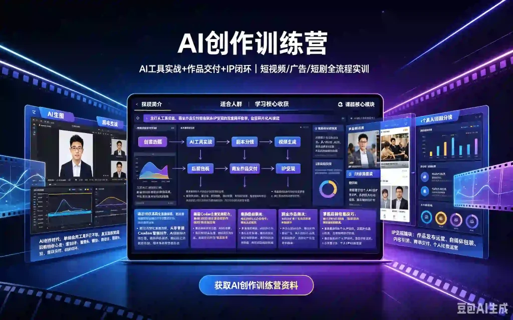 AI创作训练营|AI工具实战+作品交付+IP闭环 短视频/广告/短剧全流程实训