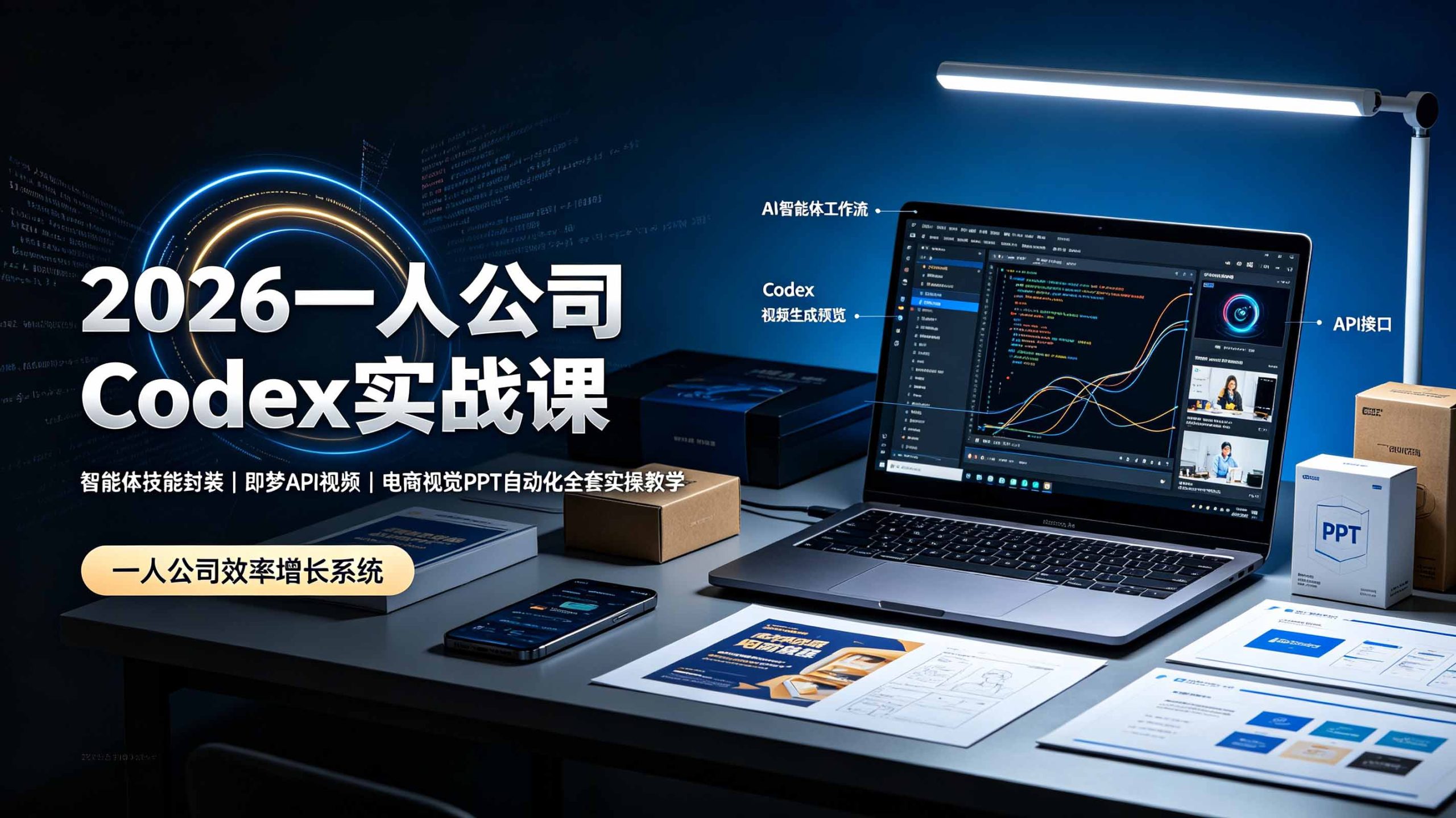 2026一人公司Codex实战课◆智能体技能封装｜即梦API视频｜电商视觉PPT自动化全套实操教学-木木暖资源杂货铺