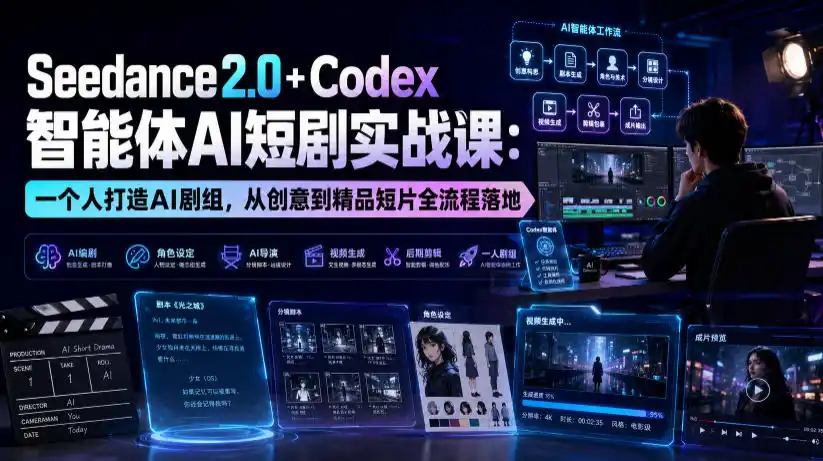 Seedance2.0+Codex智能体AI短剧实战课：一个人打造AI剧组，从创意到精品短片全流程-木木暖资源杂货铺